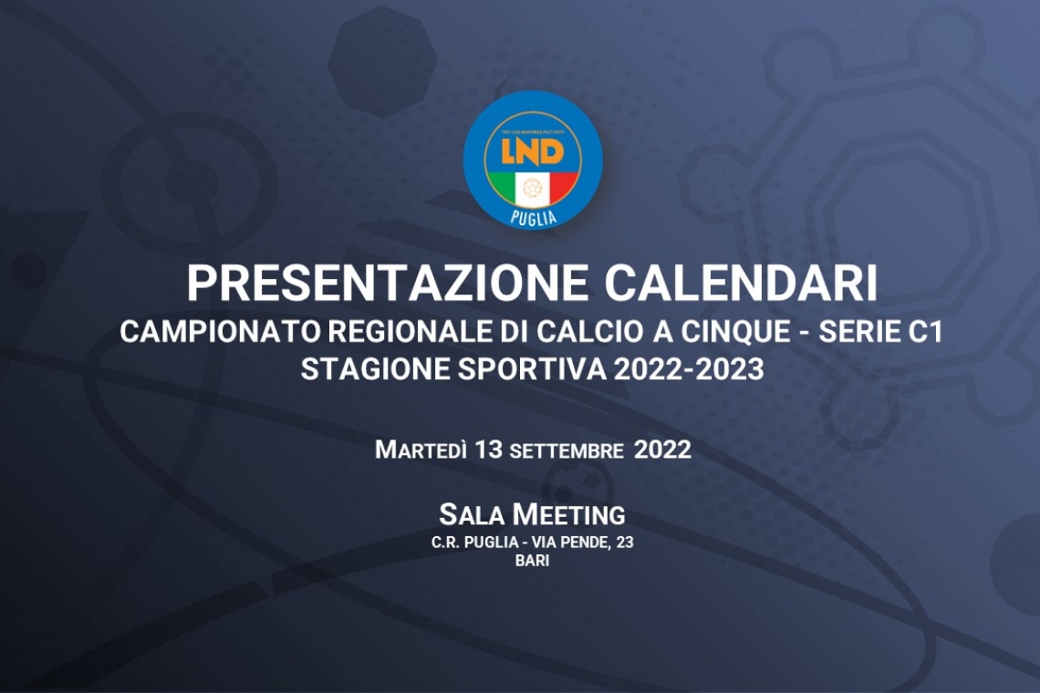 Calcio a Cinque: il 13 settembre la presentazione del calendario di serie C1