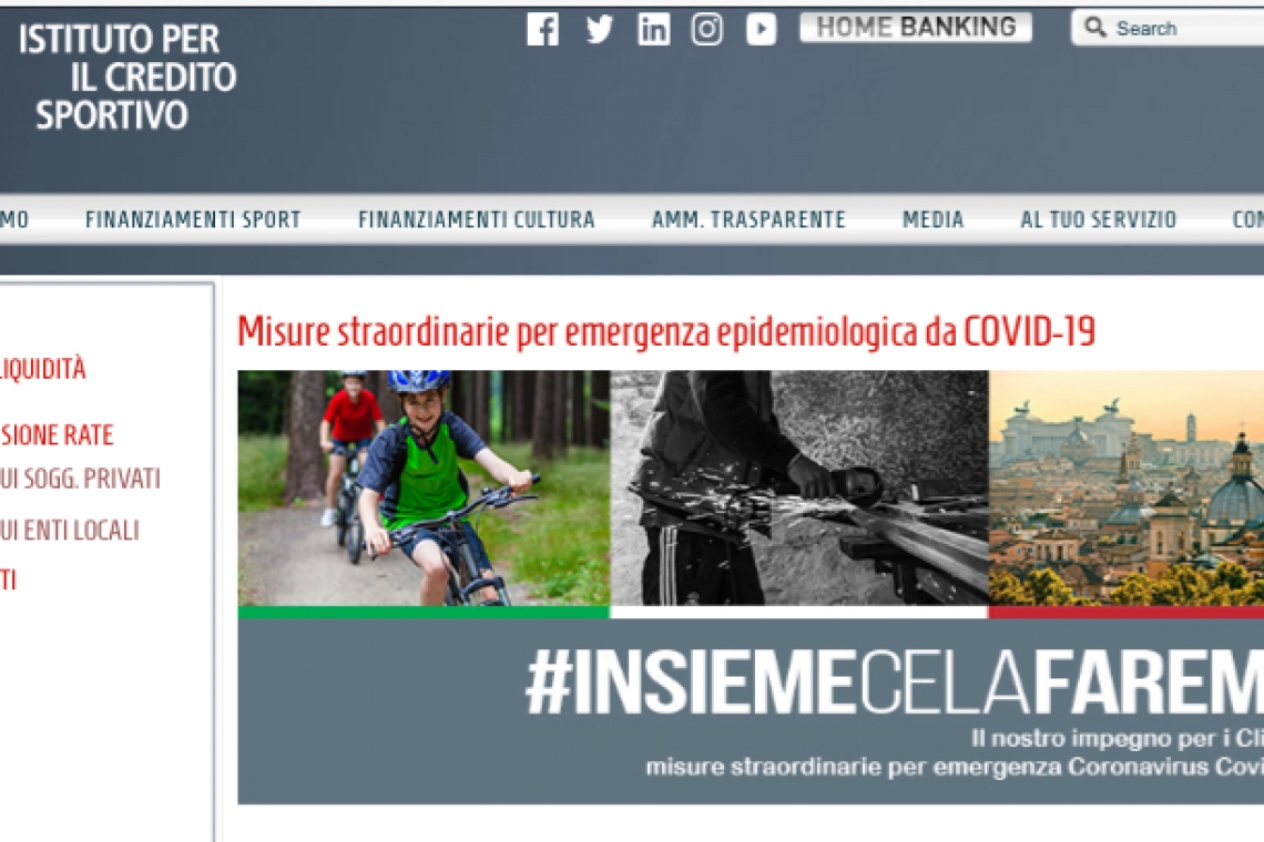ICS: nuovi mutui liquidità per associazioni e società sportive dilettantistiche 