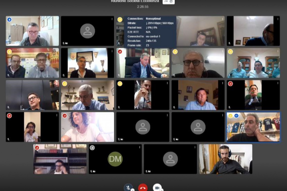 Meeting in videoconferenza: il Presidente Tisci riunisce le Società di Eccellenza