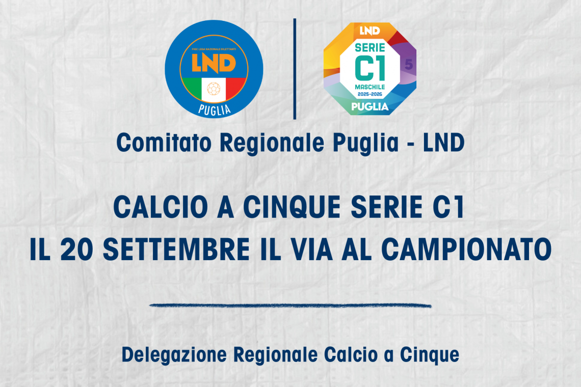 Calcio a Cinque Serie C1: il 20 settembre al via il campionato